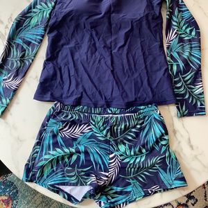 Foliage Print Surfing Rash Guard